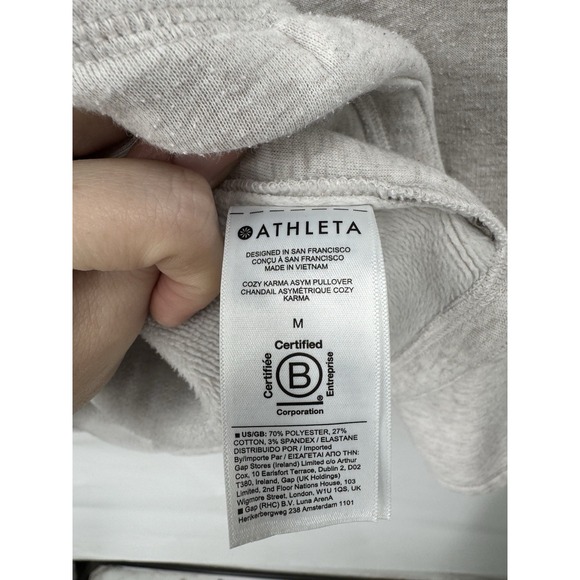 Athleta Cozy Karma Asym Pullover Women Medium Heathered Athleisure Loungewear - Picture 5 of 11